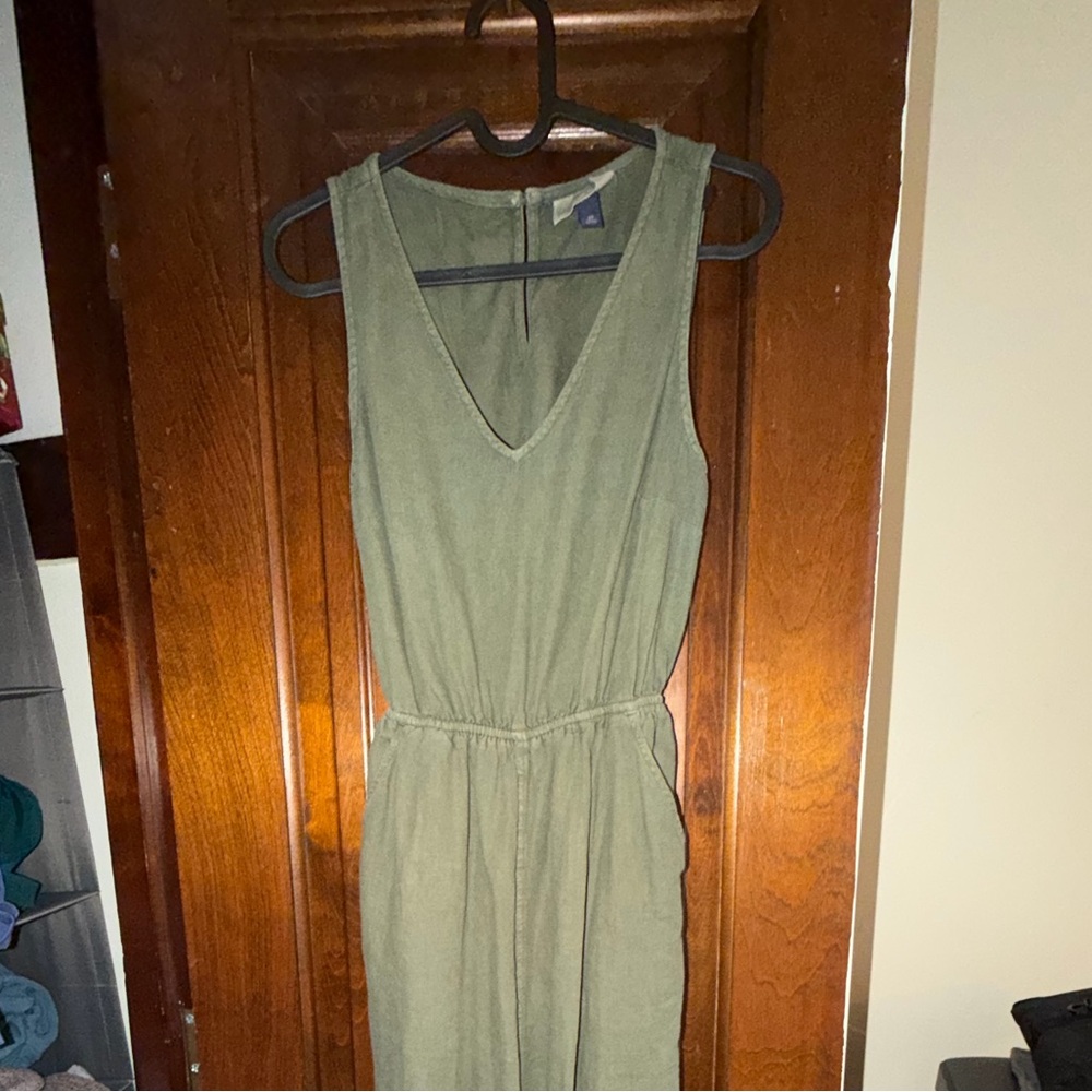 Sleeveless V-Neck Olive Jumpsuit Universal Threads